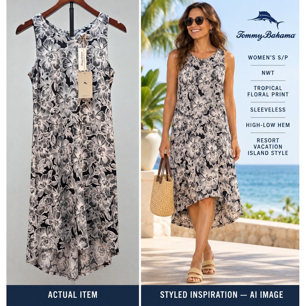 NWT Tommy‎ Bahama Paradise Petals Sleeveless Sheath Dress Resort Ready (S/P)